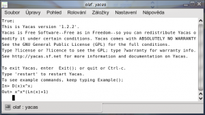 Yacas v konzoli v Linuxu